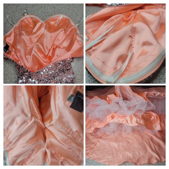 MacDuggal Mermaid Sweetheart Sequin Bead Peach Tulle Trumpet Dress Ball Gown✨️6 - Picture 8 of 16